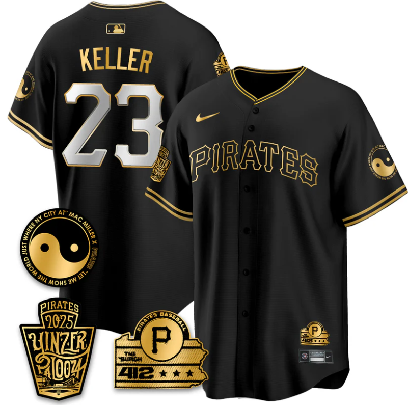 Mitch Keller #23 Jersey Pittsburgh Pirates Yinzerpalooza 2025 Black Gold
