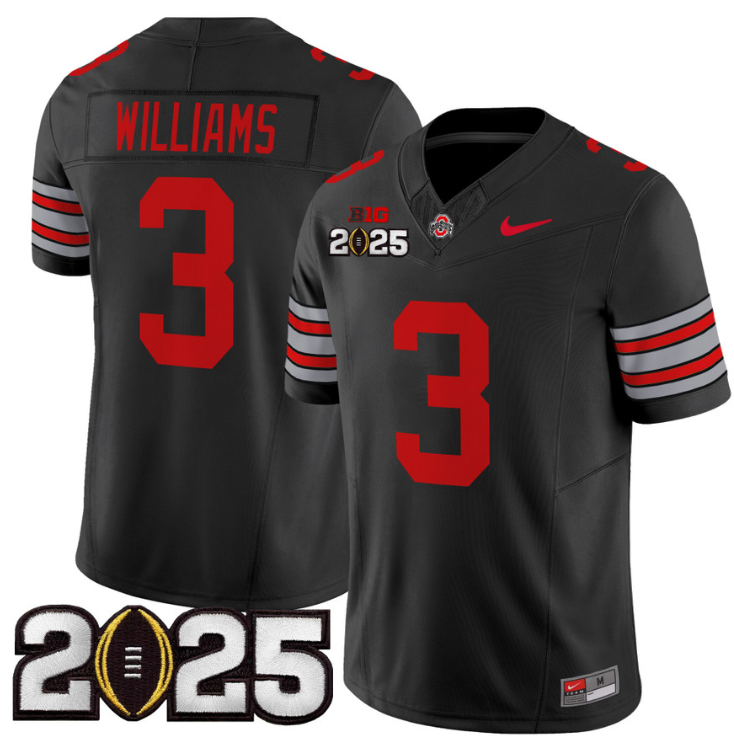 Miyan Williams Jersey #3 Ohio State 'Heritage Stripe' 2025 CFP Final Black