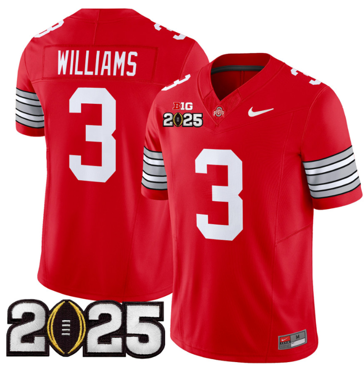 Miyan Williams Jersey #3 Ohio State 'Heritage Stripe' 2025 CFP Final Red