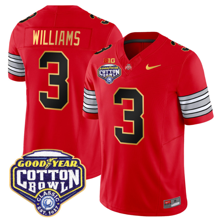 Miyan Williams Jersey #3 Ohio State 'Heritage Stripe' Cotton Bowl Red