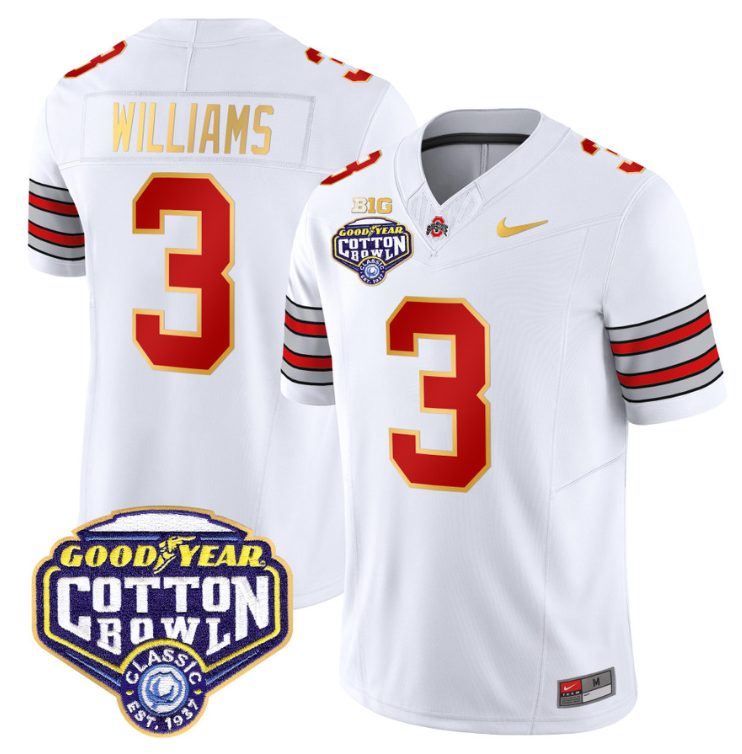 Miyan Williams Jersey #3 Ohio State 'Heritage Stripe' Cotton Bowl White