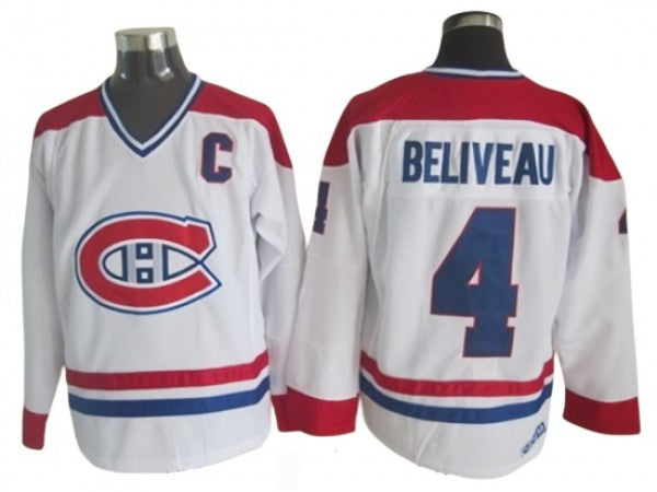 Montreal Canadiens #4 Jean Beliveau Vintage CCM Jersey -White