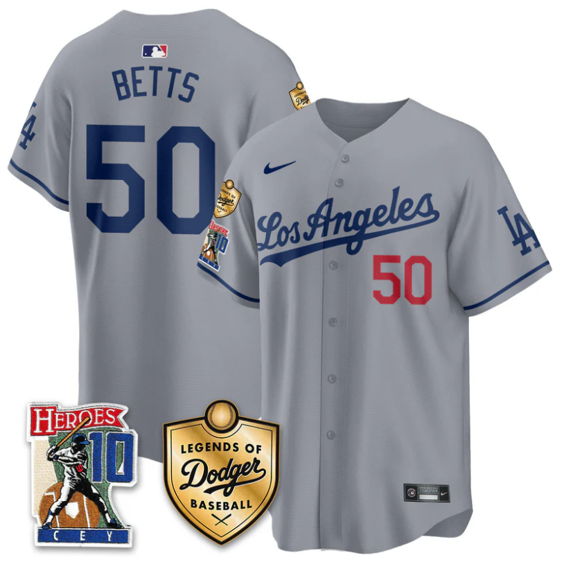 Mookie Betts Jersey #50 Dodgers Ron Cey Legends Of Dodgers Baseball Gray