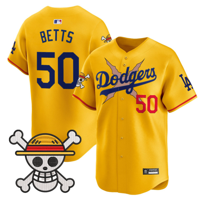 Mookie Betts Jersey #50 Los Angeles Dodgers One Piece 2025 Stitched Gold