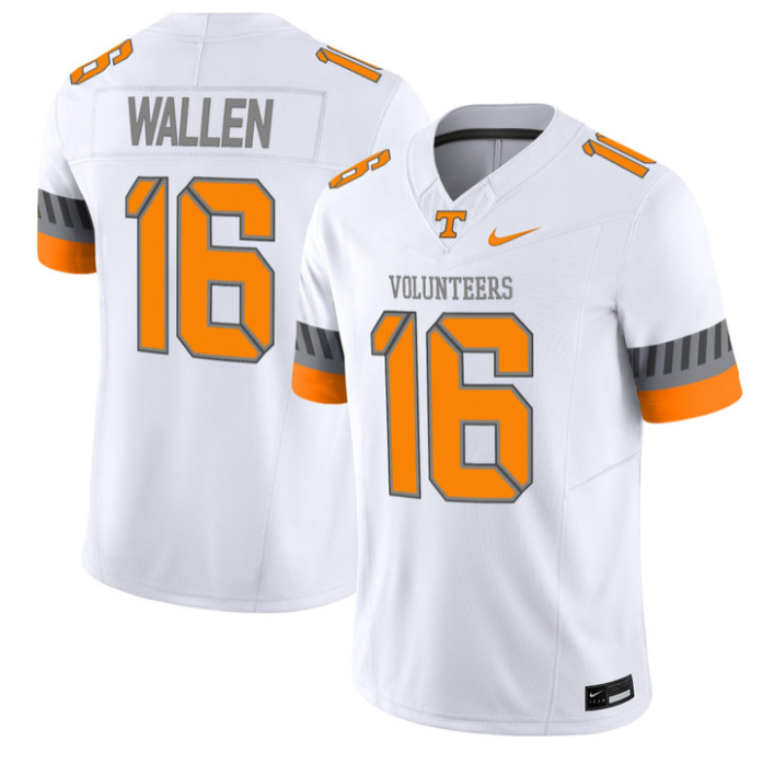 Morgan Wallen Jersey #16 Tennessee Vols 2025 Smokey Grey Series Stitched White