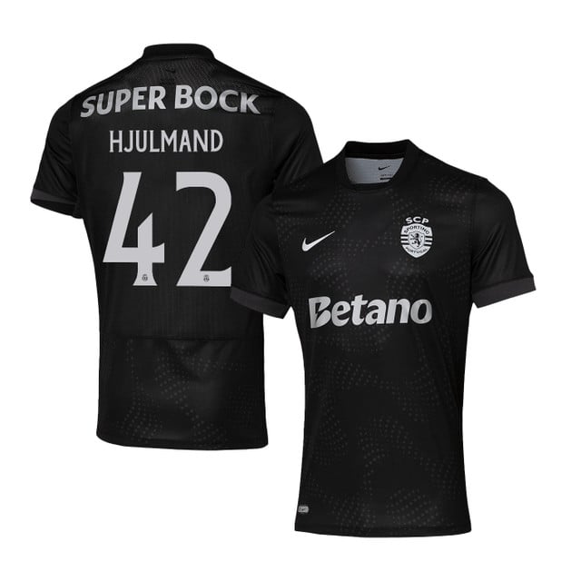 Morten Hjulmand 42 Sporting CP 2025-26 Away Match Jersey – Black