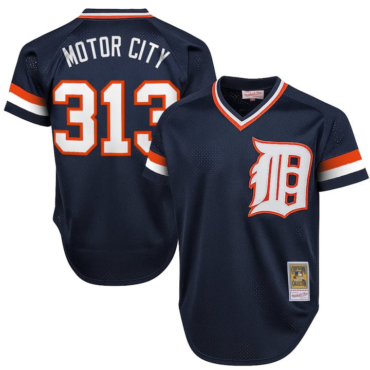 Motor City Jersey #313 Detroit Tigers Throwback Cooperstown Stitched Navy