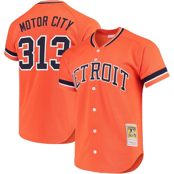 Motor City Jersey #313 Detroit Tigers Throwback Cooperstown Stitched Orange