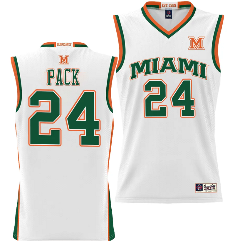 Nijel Pack Jersey #24 Miami Hurricanes NIL College Basketball Lightweight White