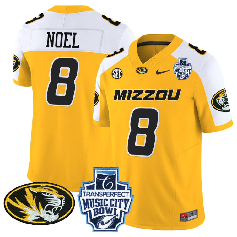 Nate Noel Jersey #8 Missouri Tigers 2024 Music City Bowl Gold Alternate