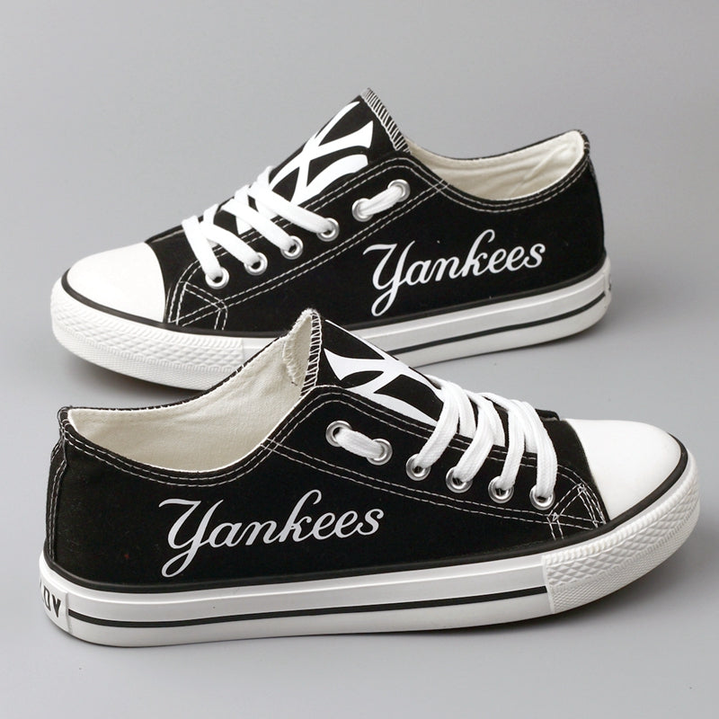 New York Yankees Limited Print MLB Baseball Fans Low Top Canvas Shoes Sport Sneakers T-D806H
