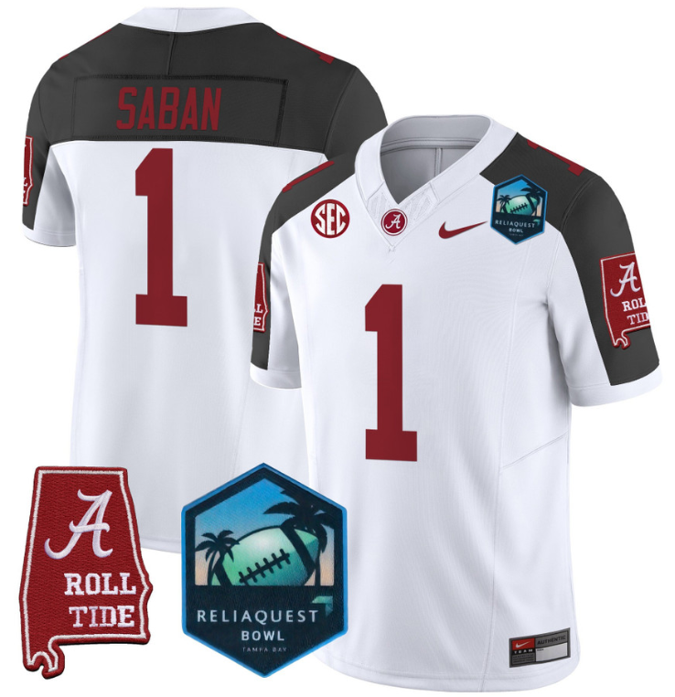 Nick Saban Jersey #1 Alabama Crimson Tide 2025 ReliaQuest Bowl Inverted