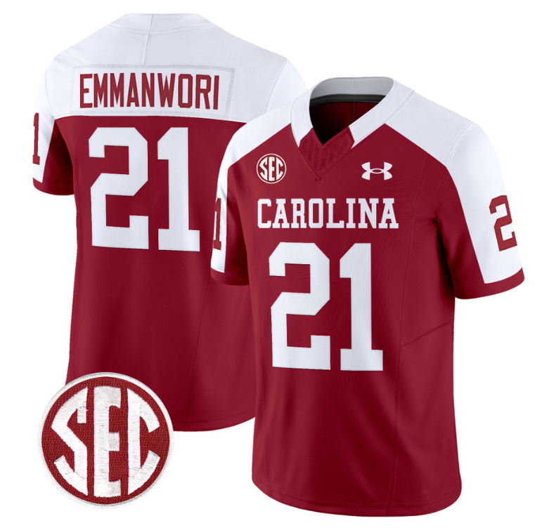Nick Emmanwori Jersey #21 South Carolina Gamecocks Football 1980 Throwback Vapor Limited SEC Patch Garnet Alternate