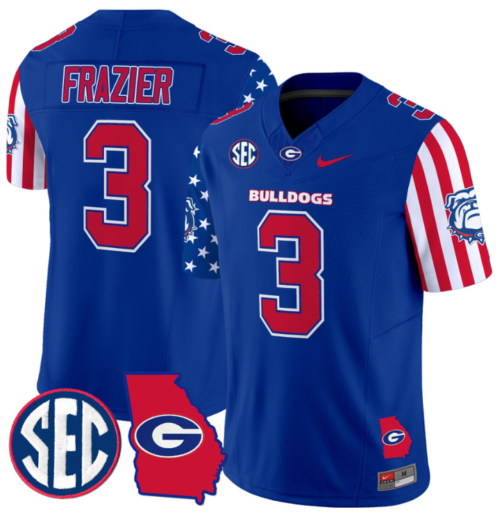 Nate Frazier Jersey #3 Georgia Bulldogs American Style Vapor Limited Football Stitched Royal (Copy)