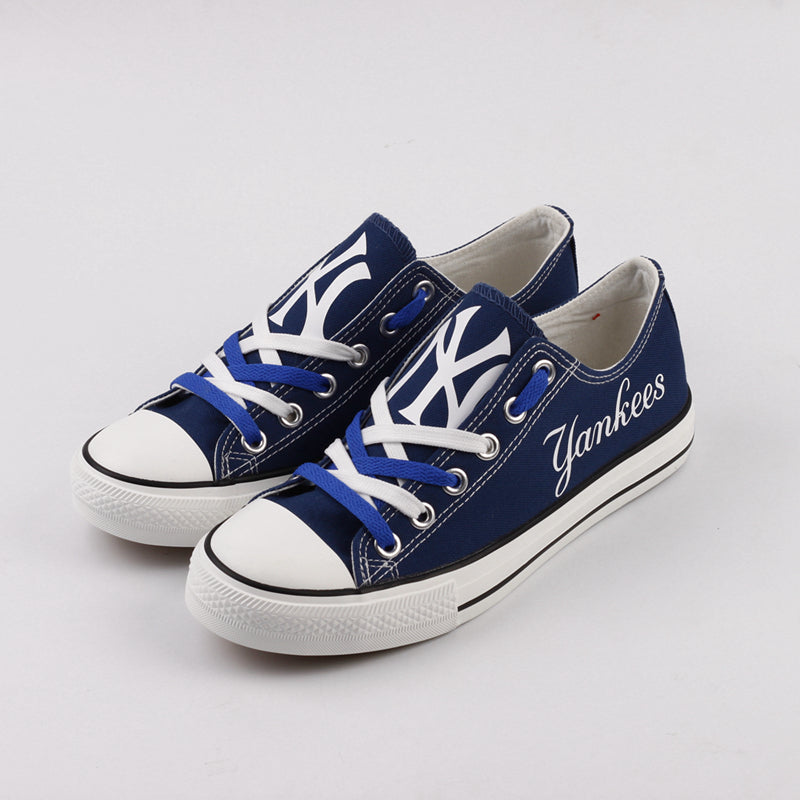 New York Yankees Limited Print MLB Baseball Fans Low Top Canvas Shoes Sport Sneakers T-D815L