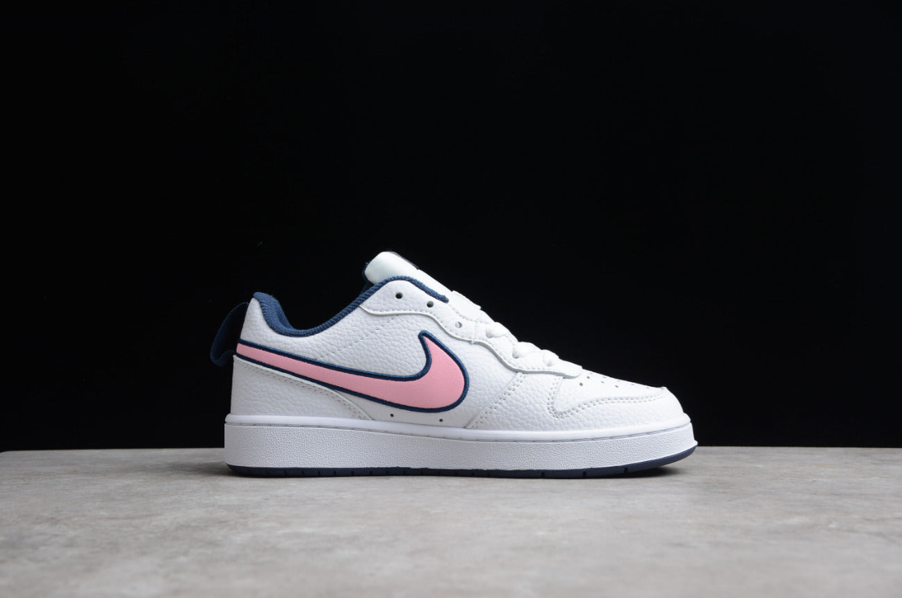 NK Court Borough Low 2 White Pink Glaze Midnight Navy