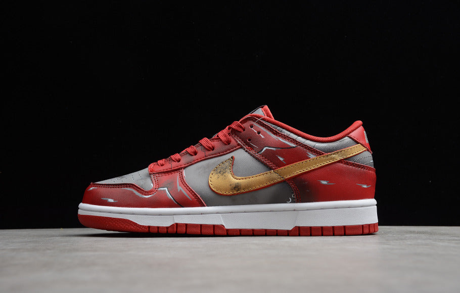 NK Dunk Low Grey Gold Red