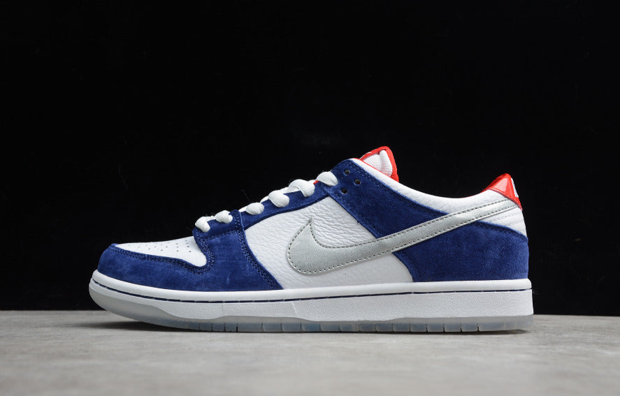 NK Dunk Low Royal Blue Metallic Silver Red