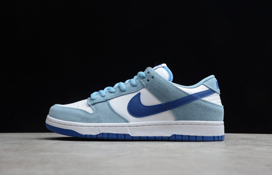 NK Dunk Low White Light Blue Dark Blue