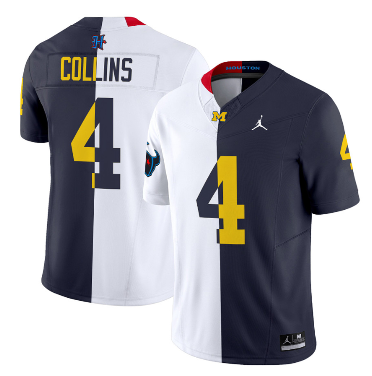 Nico Collins Jersey #4 Michigan Wolverines Split Vapor V2 All Stitched