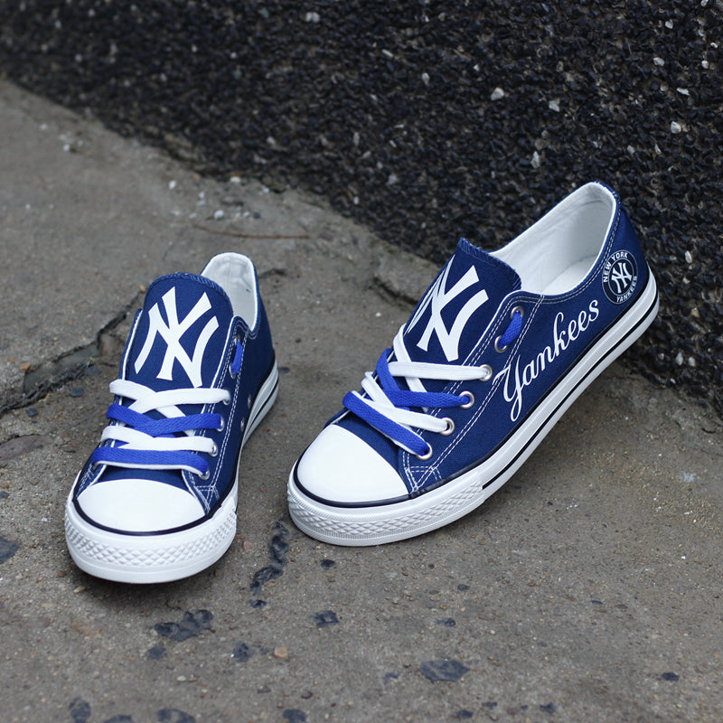 New York Yankees Limited Print MLB Baseball Fans Low Top Canvas Shoes Sport Sneakers T-DJ169L