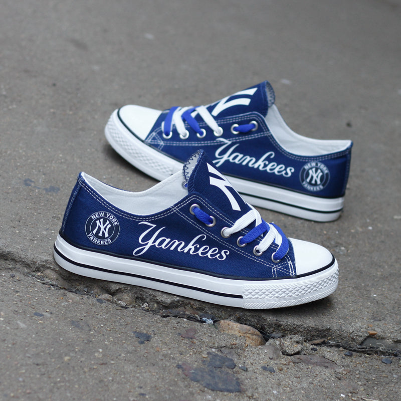 New York Yankees Limited Print MLB Baseball Fans Low Top Canvas Shoes Sport Sneakers T-DJ169L