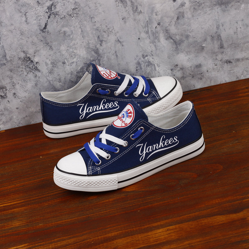 New York Yankees Limited Print MLB Baseball Fans Low Top Canvas Shoes Sport Sneakers T-DAC136L
