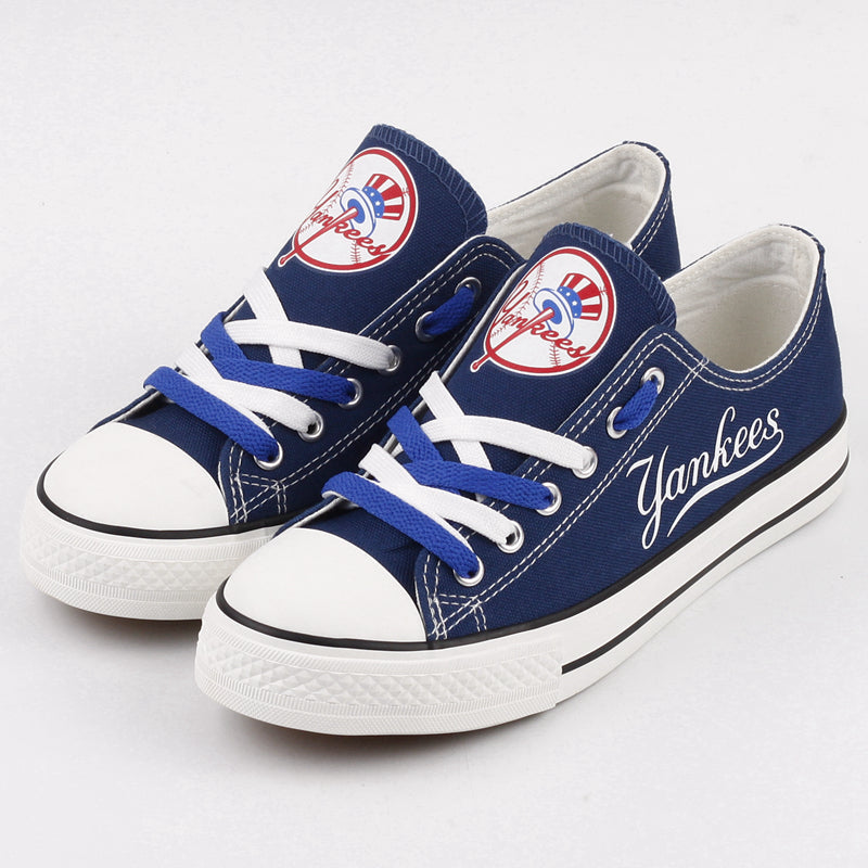 New York Yankees Limited Print MLB Baseball Fans Low Top Canvas Shoes Sport Sneakers T-DAC136L
