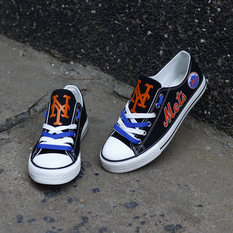 New York Mets Limited Print MLB Baseball Fans Low Top Canvas Shoes Sport Sneakers T-DJ181H