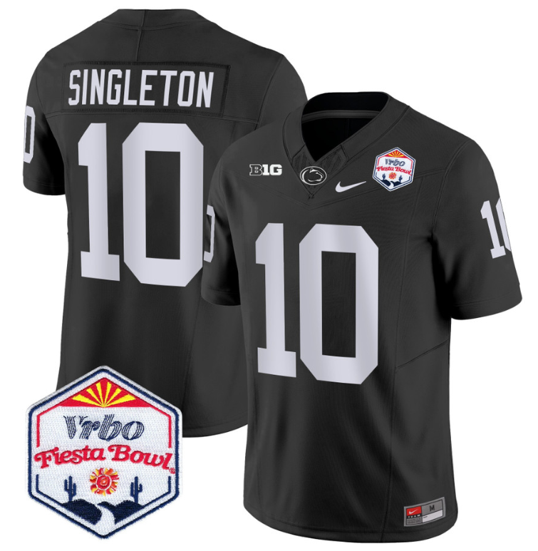 Nicholas Singleton Jersey #10 Penn State 2024 Fiesta Bowl Patch Black