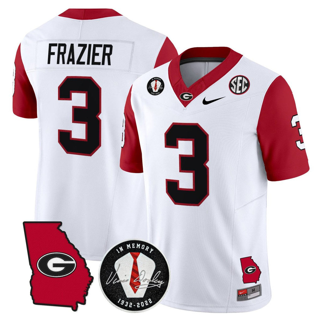 Nate Frazier Jersey #3 Georgia Bulldogs 2025 Vapor Limited Stitched White