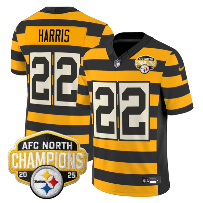Najee Harris Jersey #22 AFC North Division Champions 2025 Stitched Bumblebee