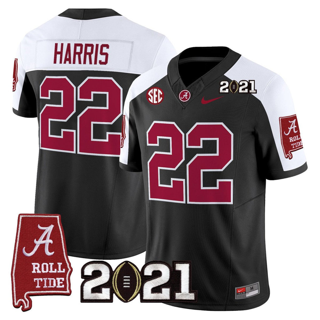 Najee Harris Jersey #22 Alabama 2021 CFP Championship Alabama Map Black Alter