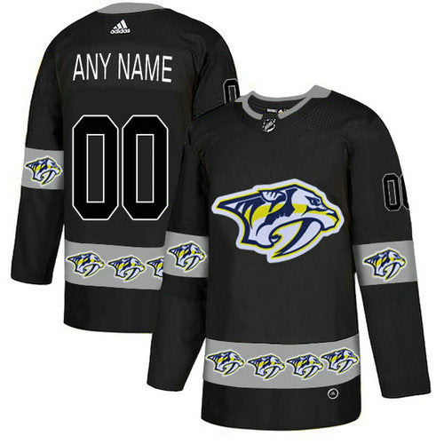 Nashville Predators Custom Black Team Logos Fashion Jersey