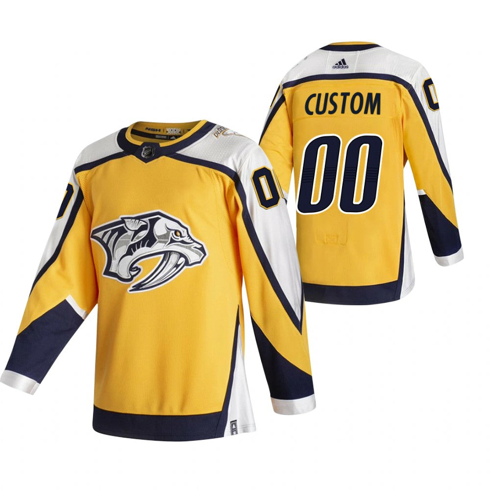 Nashville Predators Custom Yellow 2020-21 Reverse Retro Alternate NHL Jersey