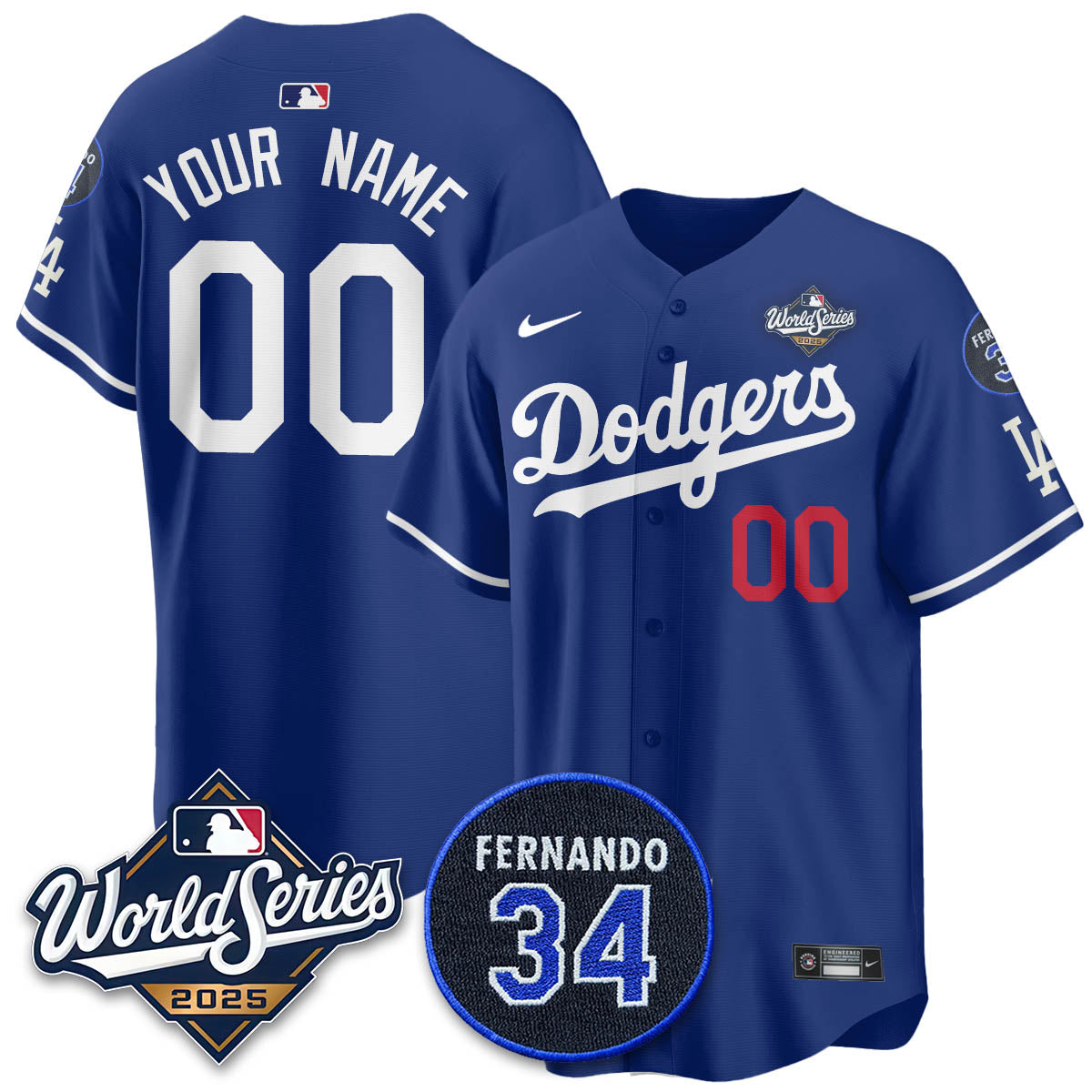 Los Angeles Dodgers 2025 National League Champions Custom Jersey - All Stitched