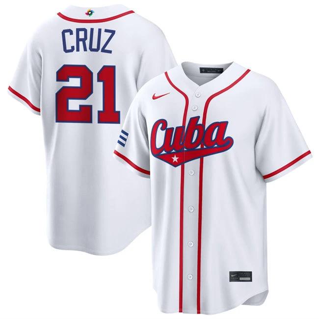 Naykel Cruz Jersey #21 Cuba Team 2026 World Baseball Classic Stitched White