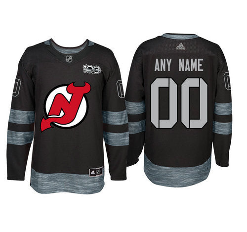 New Jersey Devils Black 1917-2017 100th Anniversary Stitched NHL Custom Jersey