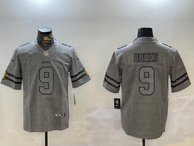 New Orleans Saints Drew Brees Heather Grey Throwback Jersey