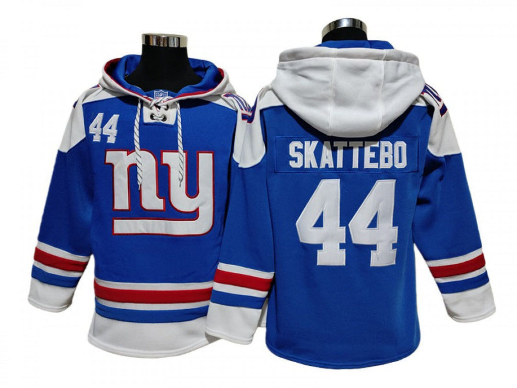 New York Giants #44 Cam Skattebo Royal Ageless Must-Have Lace-Up Pullover Hoodie