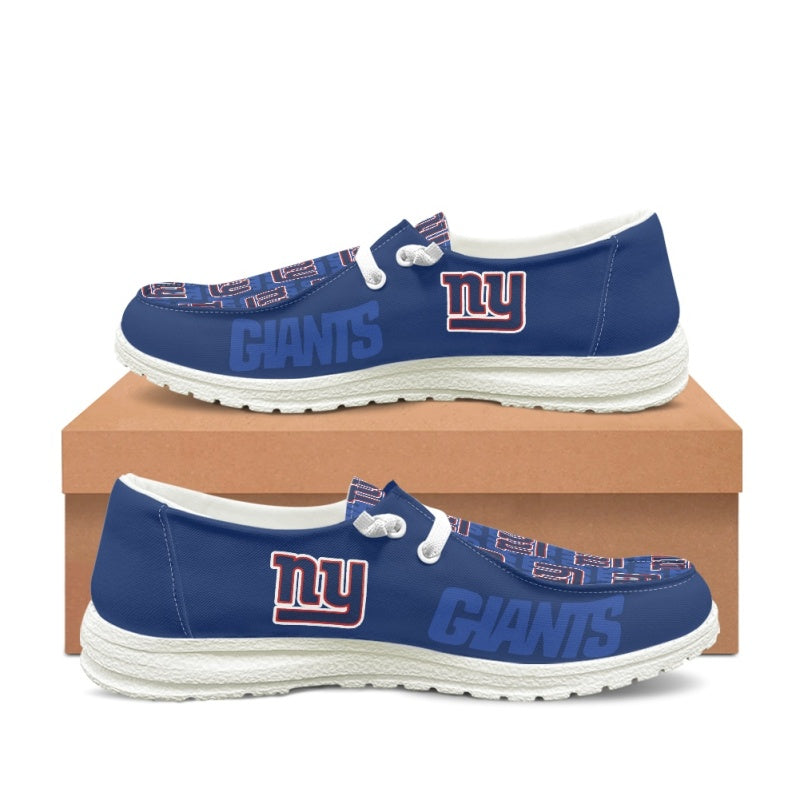 New York Giants navy Team Name Logo Canvas Sneaker Shoes For Men Women Fans