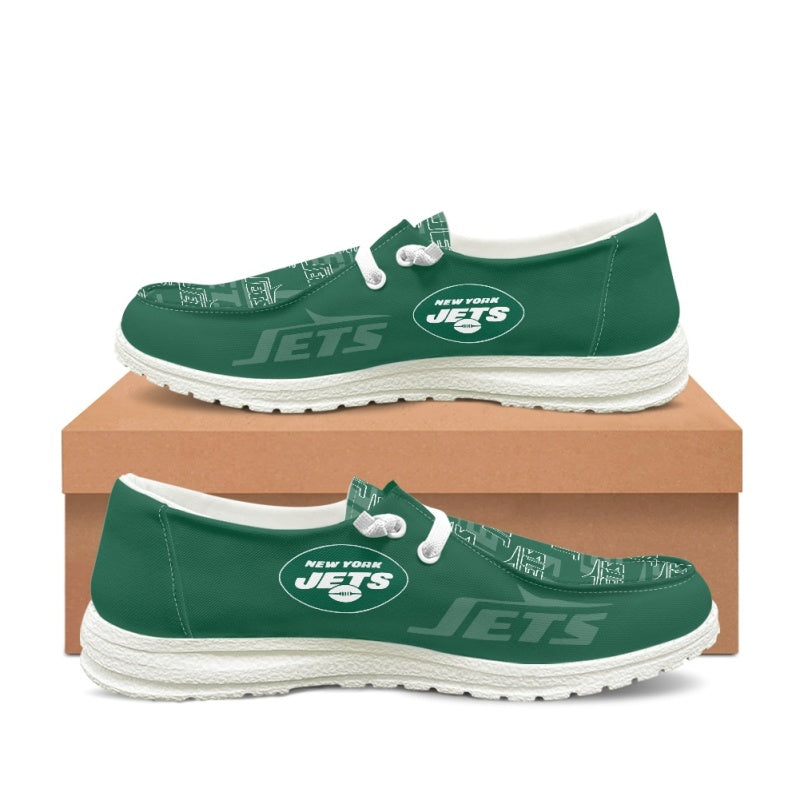 New York Jets Green Team Name Logo Canvas Sneaker Shoes For Men Women Fans