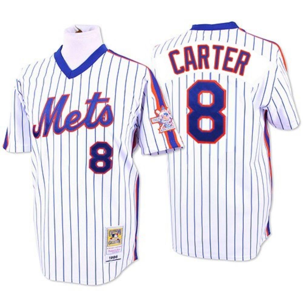 New York Mets Gary Carter White 1986 Throwback Pullover Jersey