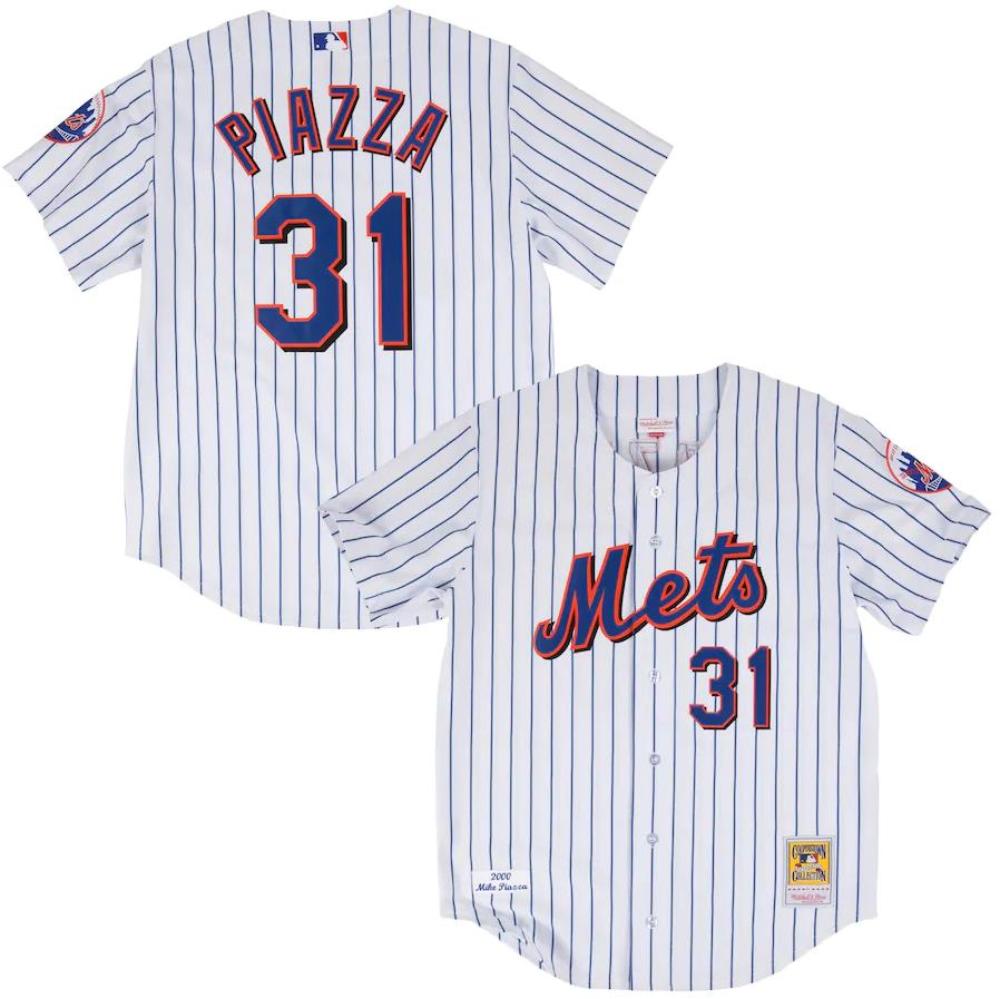 New York Mets Mike Piazza White Throwback Pullover Jersey
