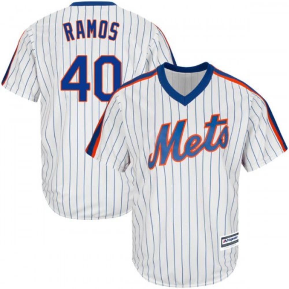 New York Mets Wilson Ramos White Throwback Pullover Jersey