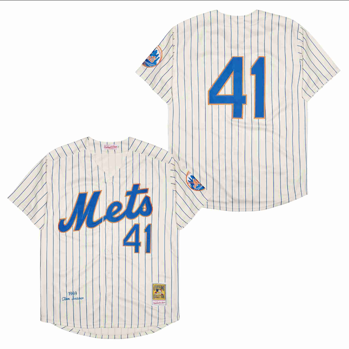 New York Mets #41 Tom Seaver Jersey Stitched 1969 Cream Pinstripe