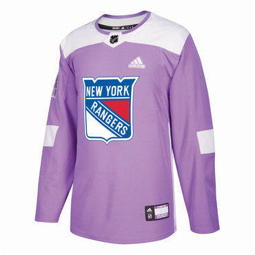 New York Rangers Purple Pink Custom Hockey Fights Cancer Practice Jersey