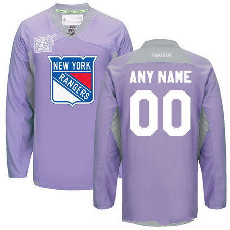 New York Rangers Purple Pink Custom Reebok Hockey Fights Cancer Practice Jersey