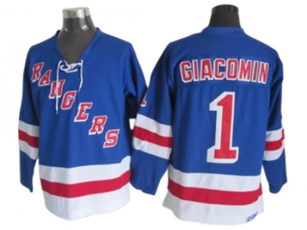New York Rangers #1 Eddie Giacomin Vintage CCM Jersey - Blue