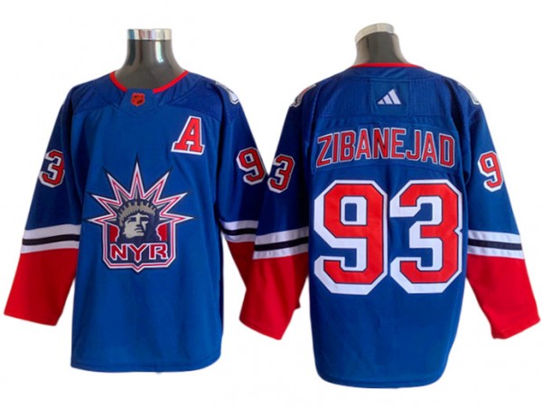 New York Rangers #93 Mika Zibanejad Blue 2022&23 Reverse Retro Jersey